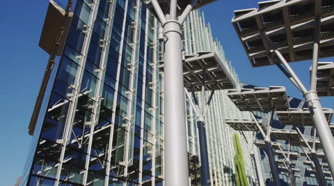Solar Panel Trees Outside the Las Vegas City Hall Stock Footage 62681146