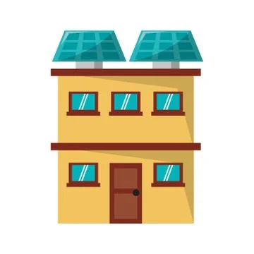 Solar panel on urban edifice building Ilustración de archivo