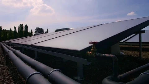 Solar panel use for water thermal system Stock Footage 75449178