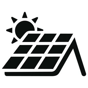 Solar panel vector icon sun energy glyph Stock Illustration