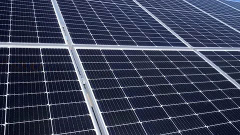Solar panel video horizontal panorama Stock Footage 235946861