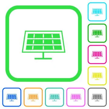 Solar panel vivid colored flat icons icons Stock Illustration