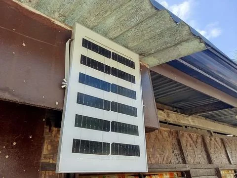Solar panel on the wall of a house Stock Photos