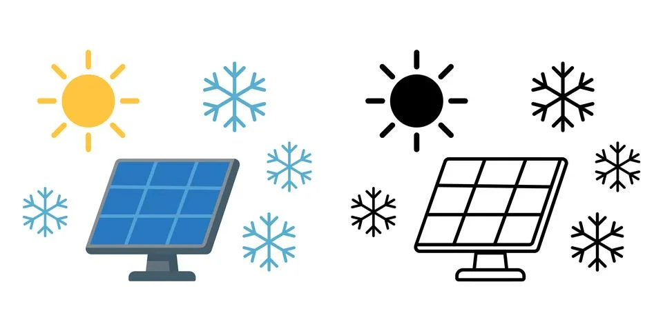 Solar Panel Winter Stock Illustration