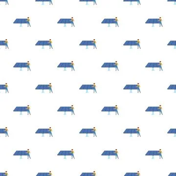 Solar panel worker pattern creating sustainable energy background Stock Illustration