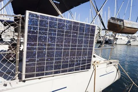 Solar panel on a yatch Stock Photos