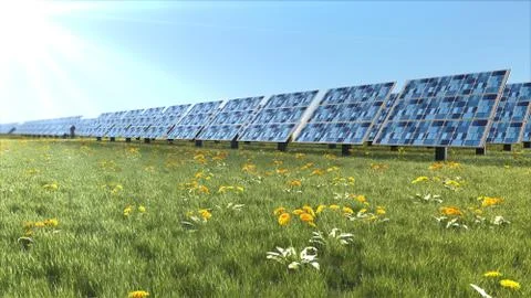 Solar Panels. 3d rendering Stock Illustration