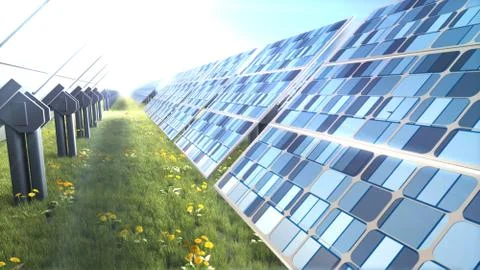 Solar Panels. 3d rendering Stock Illustration