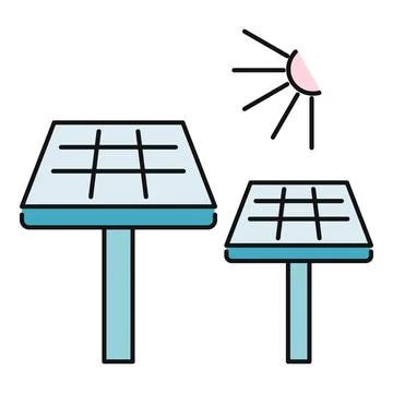 Solar panels absorbing sun for renewable energy generation Stock Illustration