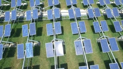 Solar panels - aerial view - 4k Stock Footage