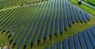 Solar Panels In Aerial View Stock Footage
