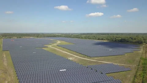 Solar panels in aerial view Stock Footage 158147956