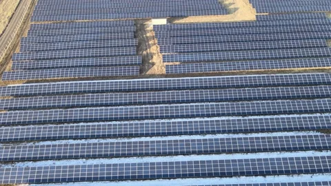 Solar panels aerial view Stock Footage 237164829