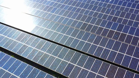 Solar panels in aerial view, Renewable energy with photovoltaic panels. Stock Footage 110394686
