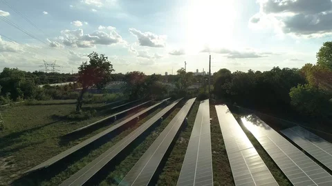 Solar Panels Alternative Power Source Aerial Austin Stock Footage 94554915