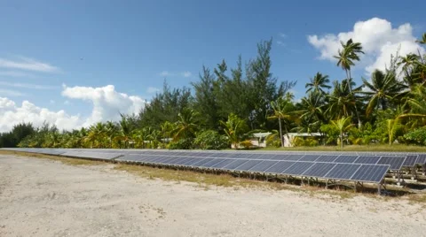 Solar panels and coconut trees Stock-Footage 68702175