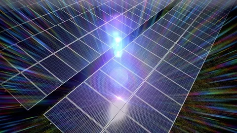 Solar panels and light rays Stock Footage 124595105