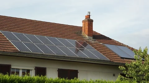 Solar panels and solar thermal panels 004 Stock Footage 40733516