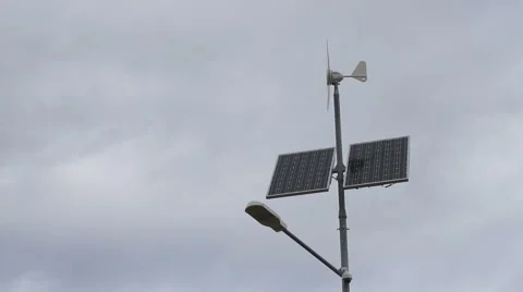 Solar panels and wind generator 01 Stock Footage 50542510