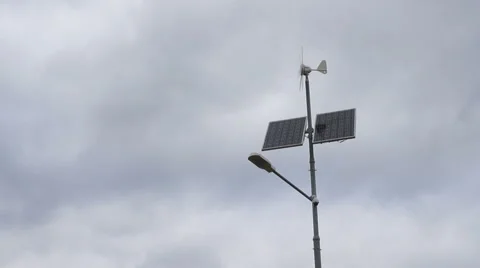 Solar panels and wind generator 02 Stock Footage 50542541