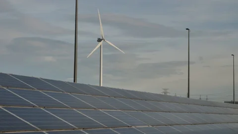 Solar panels and wind mill Stock Footage 100808126