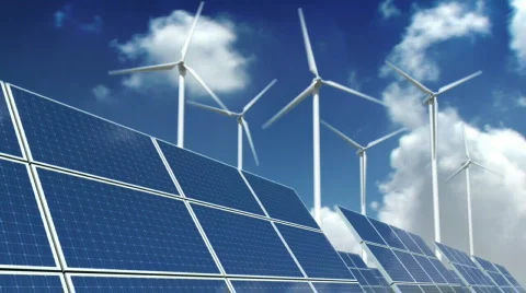 Solar Panels and Wind Turbines - Green Energy Stock Footage