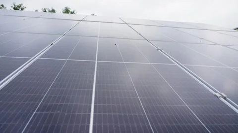 Solar panels are installed for optimal production of green energy Video stock 314797298