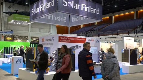 Solar panels are ready for use are sold in the store Stock Footage 74472973