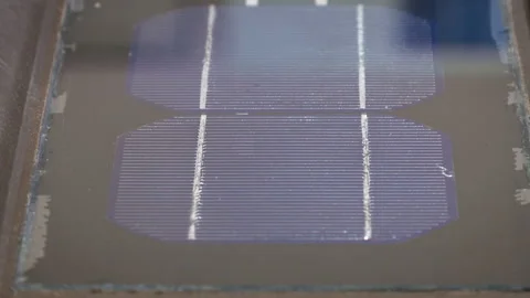 The solar panels are small in size. On the table are blue panels. Video stock 93897105
