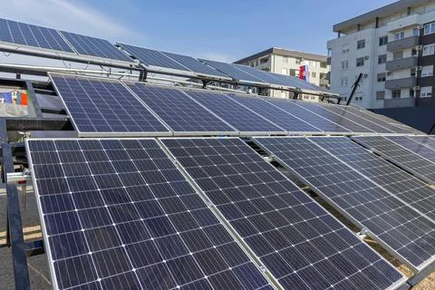 Solar Panels Array Angle Stock-Fotos