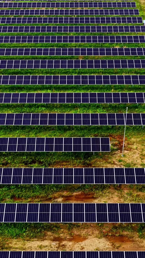 Solar panels array filling frame, photovoltaic cells in perfect geometric rows Stock Footage 332623634