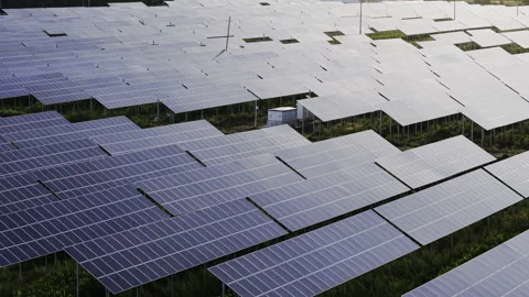 Solar Panels Array Photovoltaic Farm Clean Energy Stockbeeldmateriaal 343157216