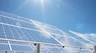 Solar Panels On The Background Of The Desert, Blue Sky. The Concept Of Clean Stock Footage
