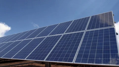 Solar panels with beautiful reflection time lapse Stock Footage 77871356