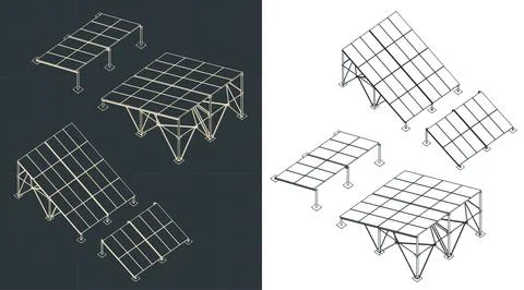 Solar panels blueprints Stock-Illustration
