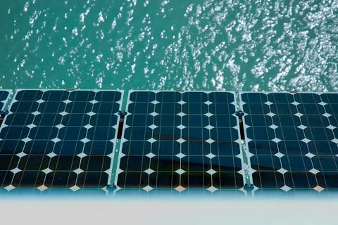 Solar panels on the bridge Stock Photos
