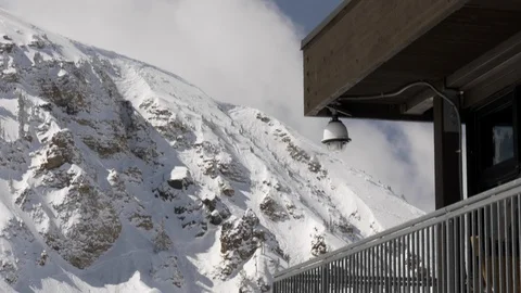 Solar panels on a building at Alta Ski Resort, Wasatch Mountains in Utah. Stock Footage 99809179