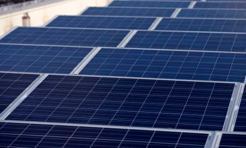 Solar panels on a building. 스톡 사진