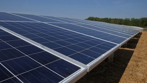 Solar panels with camera  tracking Stock Footage 77871412