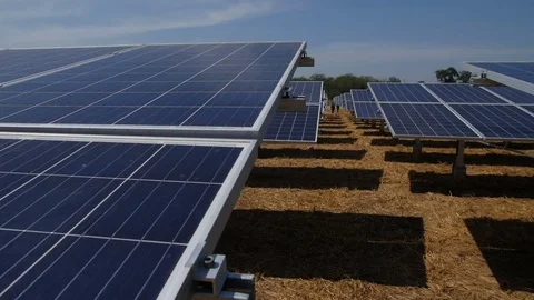 Solar panels with camera  tracking Stock Footage 77872049