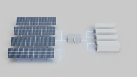 Solar Panels Charging Batteries Side View Looping Video 動画素材 283383301