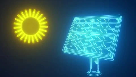 Solar panels charging with sunlight renewable energy Concept Animation Stock Footage 240861650