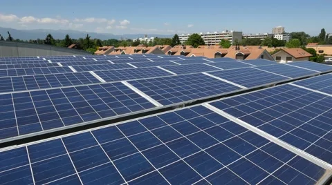 Solar panels with city in background Stock-Footage 68519753