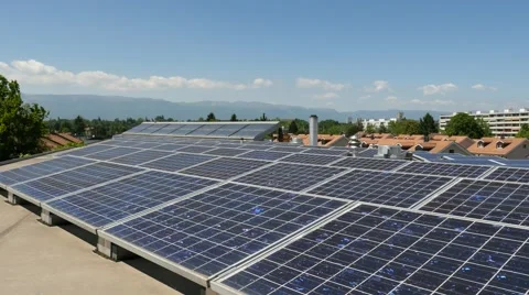 Solar panels with city in background Stock-Footage 68519768
