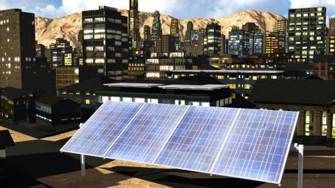 Solar panels in city Stock-Illustration