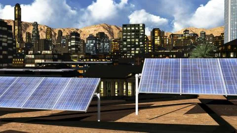 Solar panels in city Stock Illustration