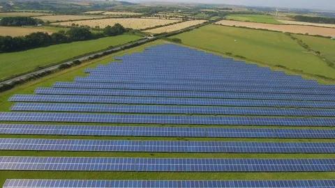 Solar Panels Clean Energy Cornwall England Video Footage 스톡 동영상 129135607