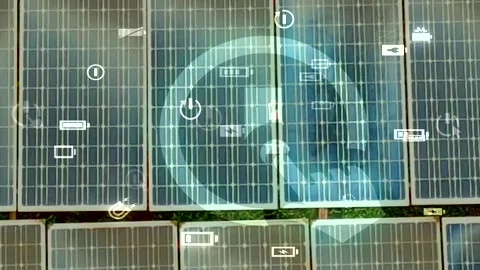 Solar panels- Climate change Paris agreement. Environment protection Stock Footage 225472104