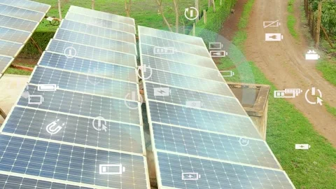 Solar panels- Climate change Paris agreement. Environment protection Stock Footage 225472812