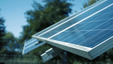 Solar panels closeup on sunne background Видео 94314565